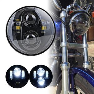 40W 5.75inch LED koplamp voor motorfiets H4 Plug Chrome Black Koplamp Auto Light System