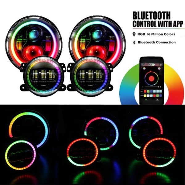 7 inch led koplamp multi-color achterlicht