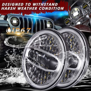 7 “Led-koplamp met conversiehalo voor Harley en voor Jeep Wrangler JK