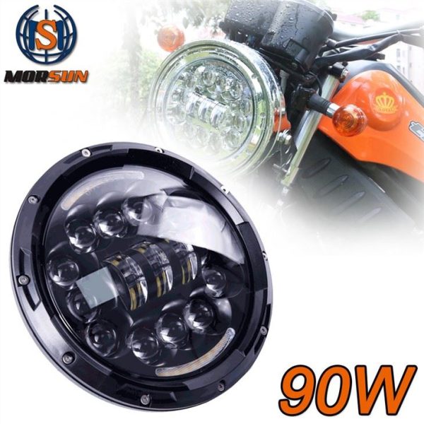 Zwart chroom LED-koplamp voor Jeep JK TJ FJ DRL 90W rond licht met Halo-motorfiets