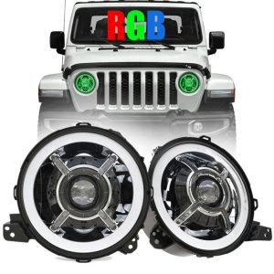 Nieuwe aankomst kleur veranderende 9 Inch Led Halo Lights voor Jeep Wrangler JL 2018+ RGB JL Led-koplampen