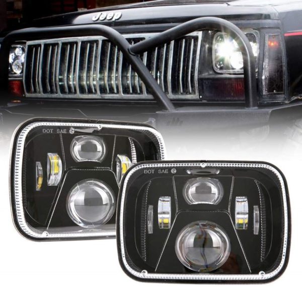 DOT Goedgekeurde 5x7 Inch 60 W LED Vierkante Koplamp Sealed Hi / Lo Beam Zwart / Zilver Voor Jeep YJ XJ MJ & Off-road