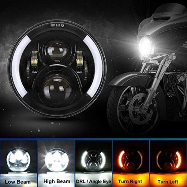 DOT E-Mark 7 Inch Led-koplamp zwart / chroom voor Jeep Wrangler JK