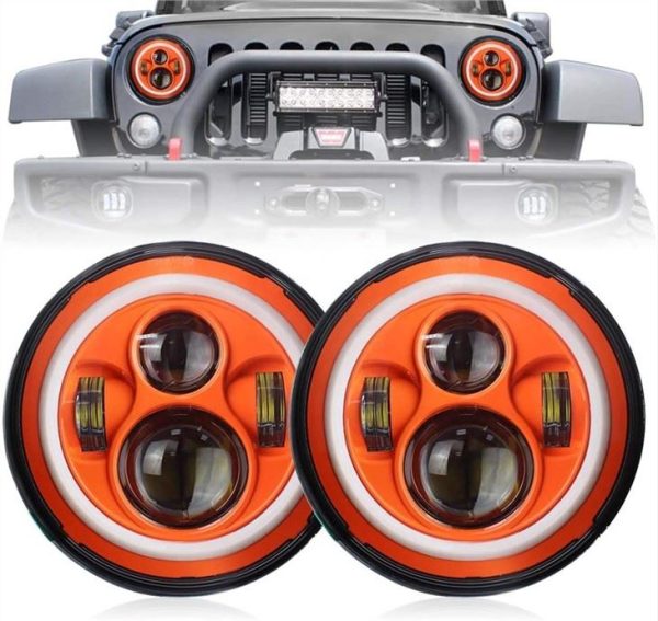 DOT Emark 7 inch ronde oranje halo-verlichting voor Jeep Wrangler JK TJ LJ en Harley Davidson-motorfietsen