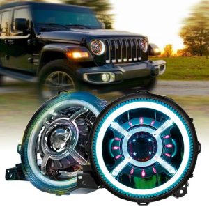 9 Inch Ronde Jeep JL 2018 RGB Ring Jeep Wrangler Kleur Veranderende Halo Led Koplampen