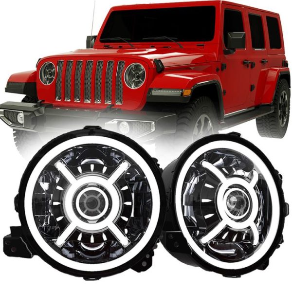 Led verlichting voor jeep jl halo koplampen dot sae projector verlichting voor jeep wrangler jl halo koplampen met hoge dimlicht drl