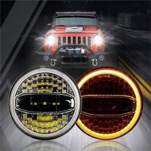 Morsun LED Koplamp Voor Jeep Harley 7inch Ronde Koplampen Hi-lo Beam Met Angel Eyes 12v 108W