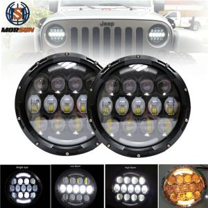 Morsun 7 Inch LED Ronde 105W Koplamp Voor Wrangler JK Autokoplamp Met DRL Halo