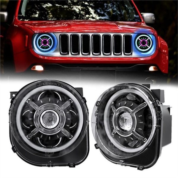 Morsun LED RGB Headlghts Kleurverandering Demon Ogen Voor Jeep Renegade 2015 2016 2017 2018 2019 2021