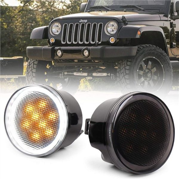 Morsun Led Richtingaanwijzer Met Halo Voor Jeep Wrangler Jk 07-14 Grille Licht