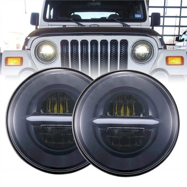 Morsun Ronde LED-koplampen met Halo Angel Eyes DRL-koplamp voor Jeep Wrangler JK