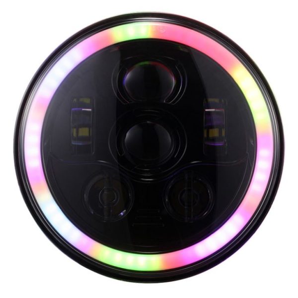 Nieuwe functie Multi-kleuren 7 inch RGB led-koplamp met geel knipperlicht voor Jeep JK