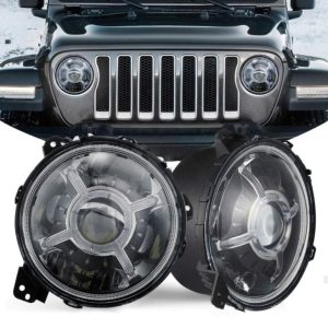 Nieuwste 9 inch ronde led-koplampen Halo DRL voor Jeep Wrangler JL 2018 2019 Opgewaardeerde High Dimlicht Koplamp Met Dagrijverlichting